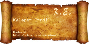 Kalaper Ernő névjegykártya